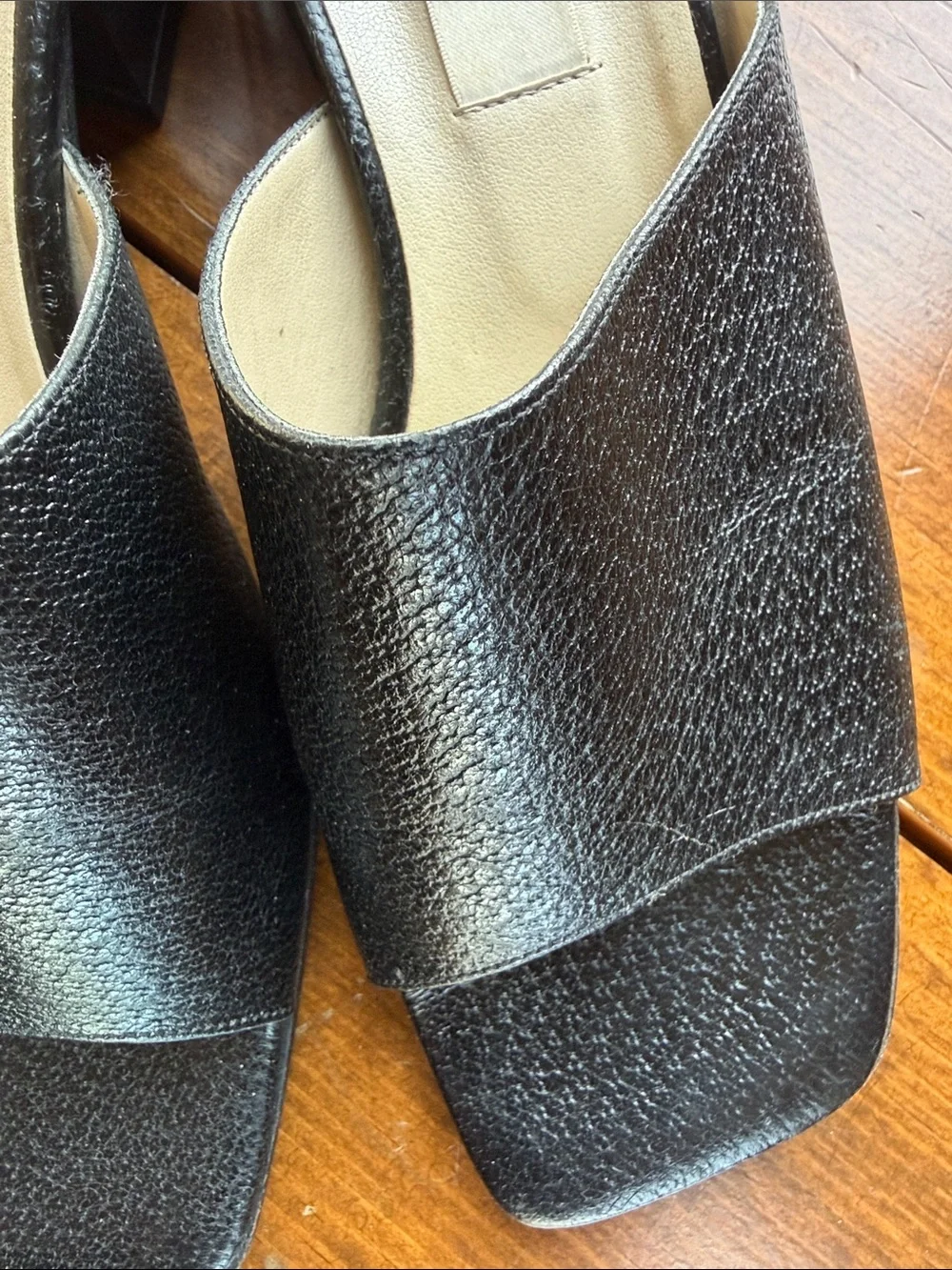 Talbots Black Leather Slide Sandals Sz 7.5 - Picture 4 of 12